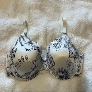 Soma Vanishing Back Full Coverage Bra Underwire Paisley Classic Blue 36DDD